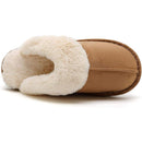 Women’s Fuzzy Suede Slippers – Fluffy Slip-On House Shoes with Anti-Skid Sole
