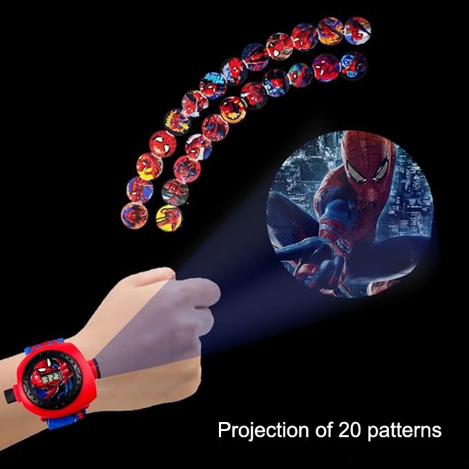 Spiderman Kids Digital Projector Watch – 3D Cartoon Projection Toy Wristwatch