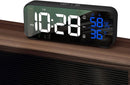 LED Voice-Controlled Alarm Clock – Mirror Display Temp & Humidity Dual Alarms