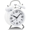 Rechargeable 4 Inch Twin Bell Analog Alarm Clock – Easy Set Luminous Stereoscopic Dial