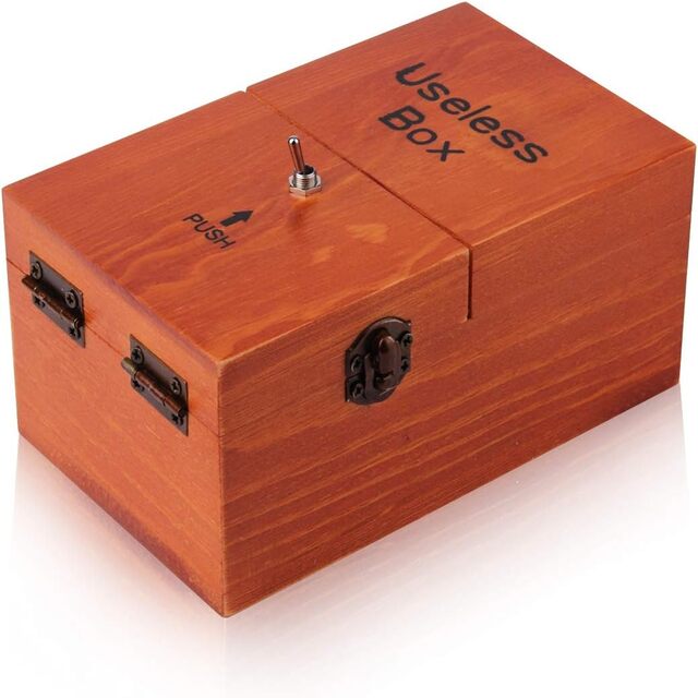 Original Useless Box Wooden Useless Box Toy – Fun Surprise Gift for Kids & Adult
