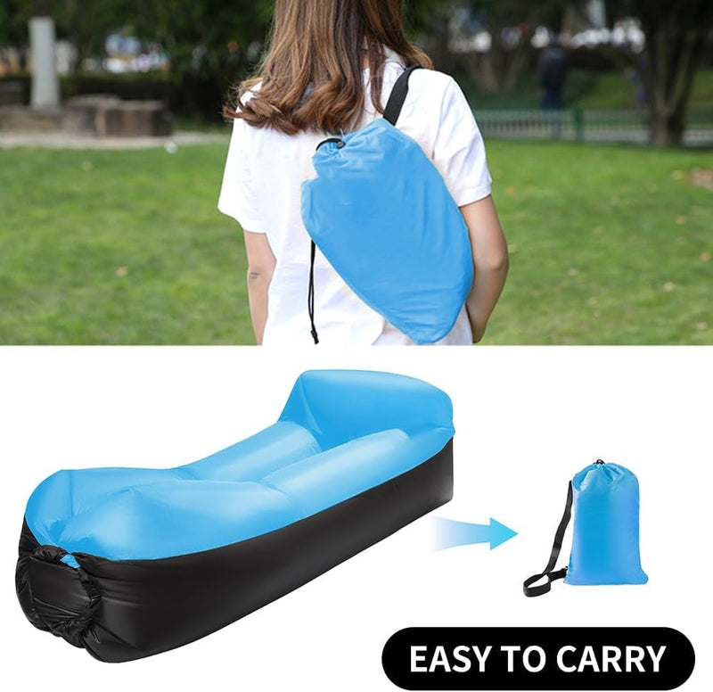 Inflatable Sun Lounger Air Sofa – Portable Couch with Headrest & Carry Bag