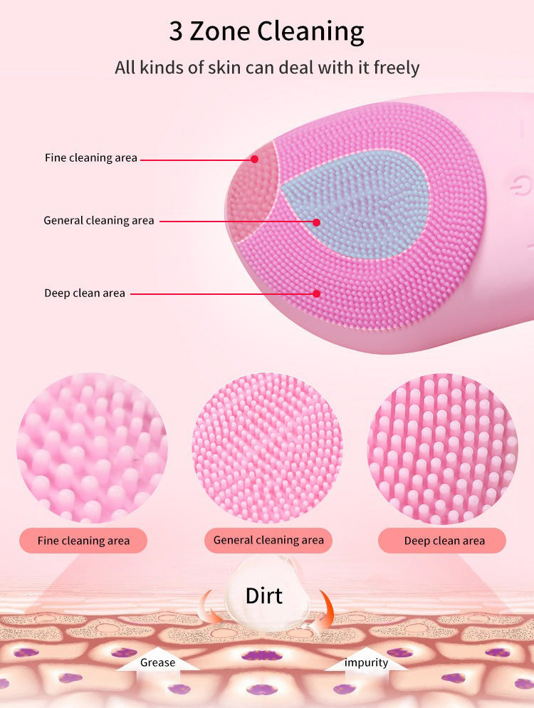 Ultrasonic Face Scrubber – Silicone Cleansing Brush for Deep Clean & Exfoliation