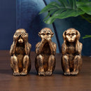 3-Piece Wise Monkeys Statue Set Ornaments – Hear No Evil See No Evil Speak No Evil Figurines