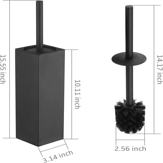Square Standing Toilet Brush with Holder – Sleek 304 Stainless Steel Durable Finish