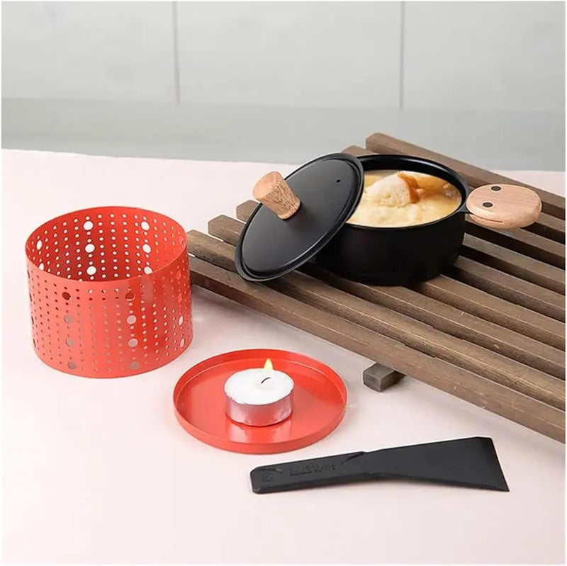 Raclette Table Grill & Cheese Melter – Portable Non-Stick Mini Grill with Wooden Handle