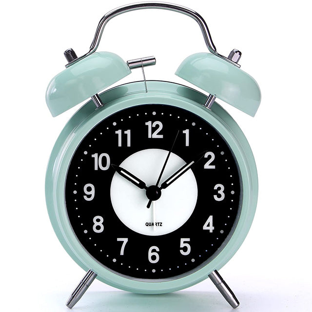 Twin Bell Alarm Clock 4 Inch – Rechargeable Luminous Retro Silent with Backlight