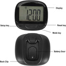 2D Pedometer with Clip – Multi-Functional Step & Calorie Counter Distance Tracker with Clock