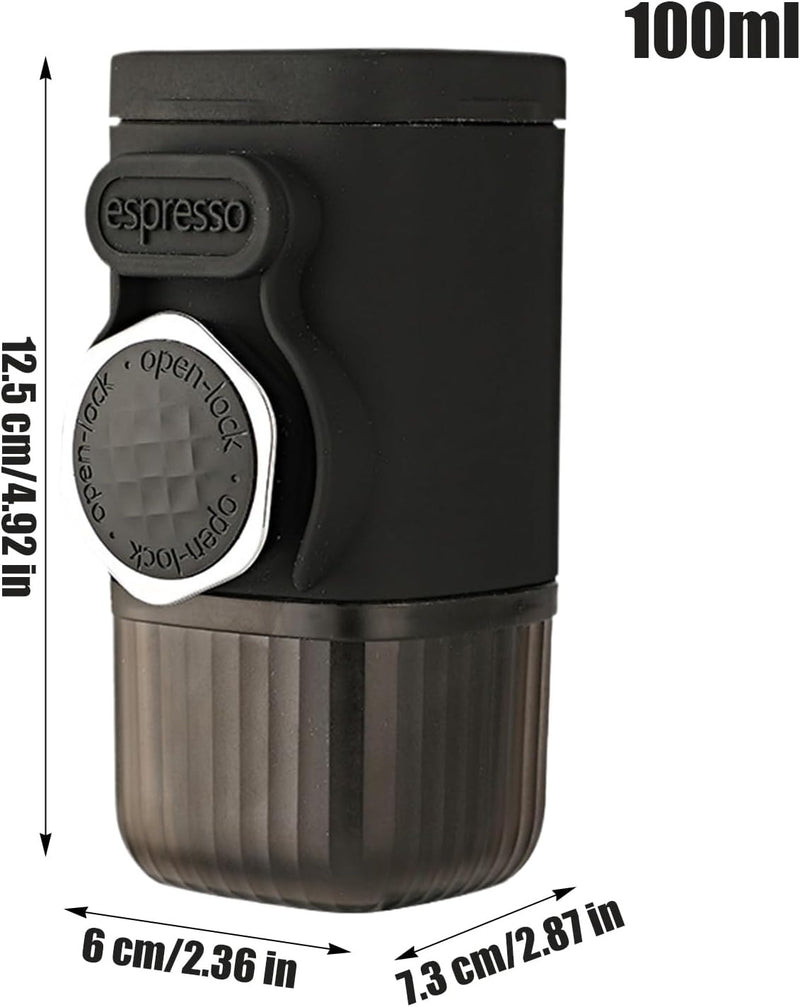 Portable Hand-Press Espresso Maker – Compact Coffee Machine for Capsules & Ground Powder