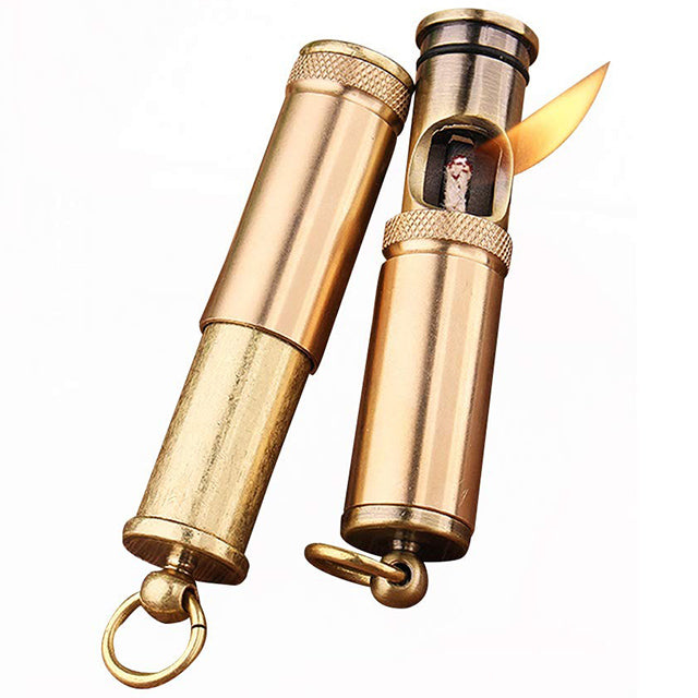 Brass Flint Fire Starter– Copper Trench Style Vintage Kerosene Lighter