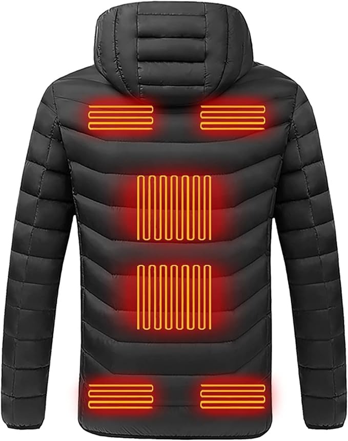 Unisex Heated Winter Jacket – 9 Heating Zones Lightweight Quilted Coat with Hood