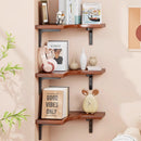 Solid Wood Corner Floating Shelves – 3 Piece Rustic Wall Display Storage
