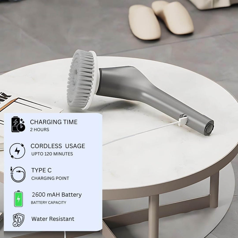 Cordless Electric Spin Scrubber – Waterproof Power Scrubber Beush with 2600mAh Battery
