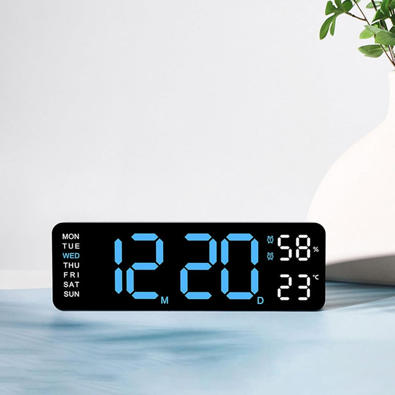 Digital LED Wall Clock 9 inch – Alarm Calendar & Temperature Display for Home or Office