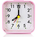 Silent Sweep Square Analog Alarm Clock – Battery Powered Non-Ticking with Snooze & Light