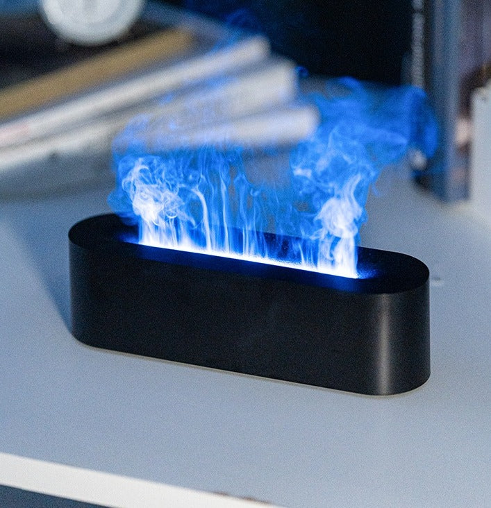 Flame Humidifier & Essential Oil Diffuser – USB 7-Color LED Fireplace Effect for Home & Bedroom