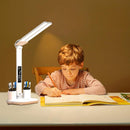 Rechargeable LED Desk Lamp – Foldable Double-Head Light with Digital Clock