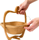 Collapsible Bamboo Fruit Bowl – Eco-Friendly Foldable Wooden Basket and Trivet