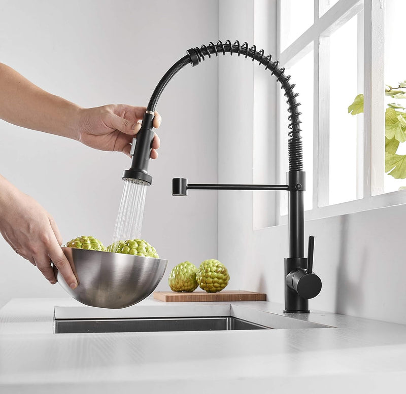 Brushed Kitchen Mixer Tap with Pull-Out Spray – 360 Swivel Stainless Steel Sink Mixer