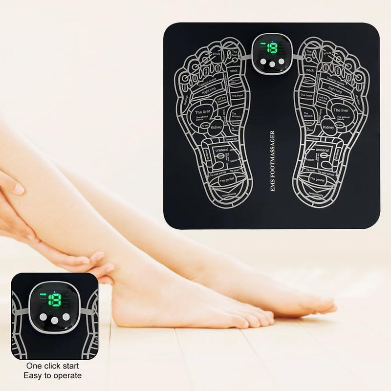 EMS Foot Massager Mat – 8 Modes USB Rechargeable Foldable with Remote Control