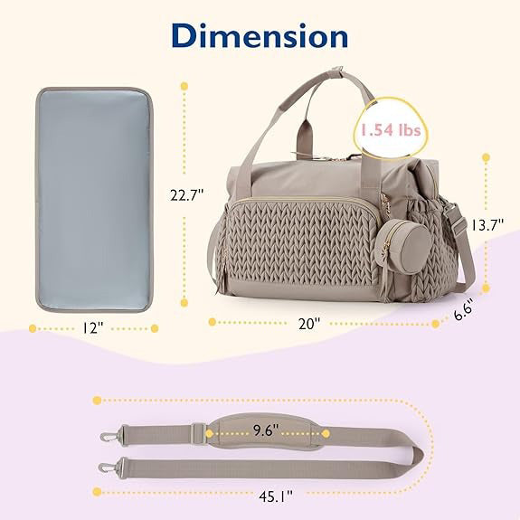 Large Capacity Baby Diaper Bag – Travel Tote with Pacifier Pouch & Changing Bag