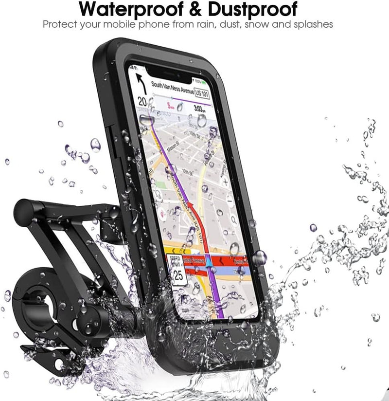 Waterproof Bike Phone Holder Case – 360° Rotating Handlebar Holder for 5"-7" Smartphones