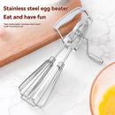 Manual Hand Crank Egg Beater – Stainless Steel Whisk with Ergonomic Handle