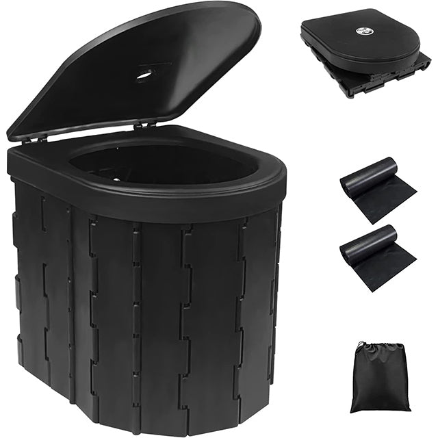 Portable Folding Camping Toilet – Lightweight Adjustable Porta Potty for Travel