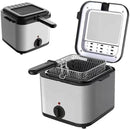 2.5L Mini Electric Deep Fat Fryer – Stainless Steel with Basket & Oil Filter Lid