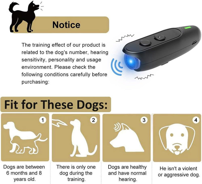Ultrasonic Dog Bark Stopper – Anti Barking Device with Safe Pet Repellent Sound