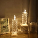 Flameless LED Candle Lights –  Four-Pack Crystal Rose Projection Table Lamp