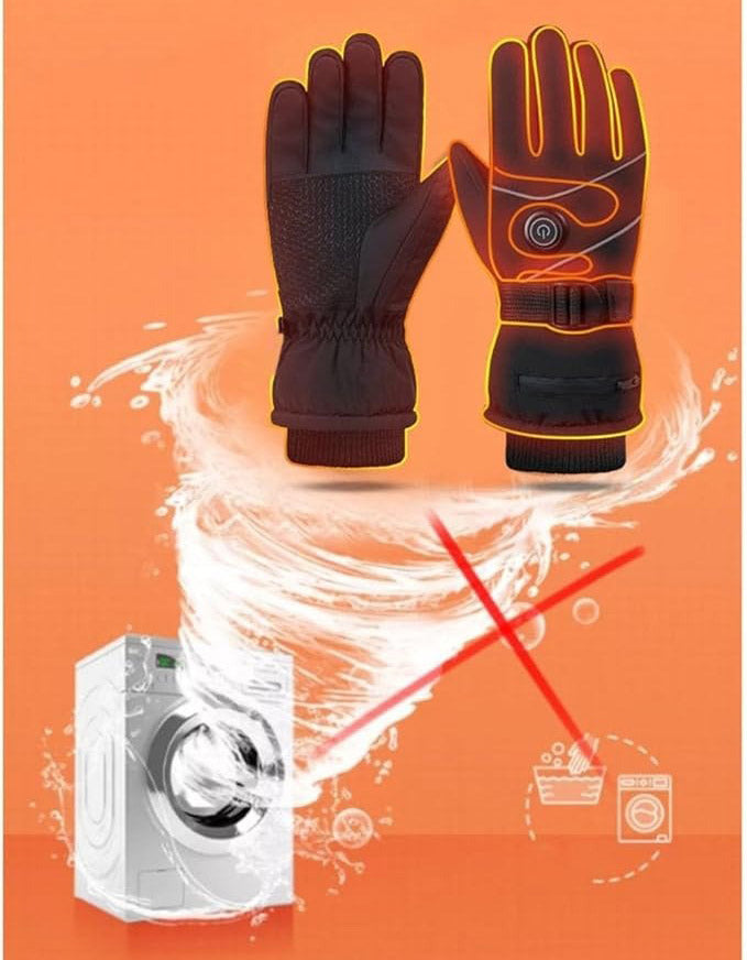 Fleece-Lined Electric Heated Gloves – Adjustable 3 Heat Levels Touchscreen-Friendly Windproof