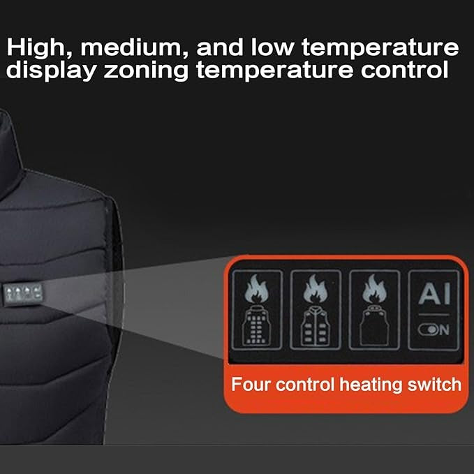 USB Heated Gilet – Rechargeable Winter Jacket with 4 Heat Settings and 28 Heating Zones