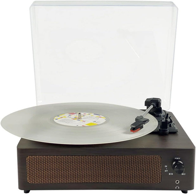 Portable Retro Vinyl Record Player – 3-Speed Turntable with Bluetooth Built-in Speakers & Dust Cover