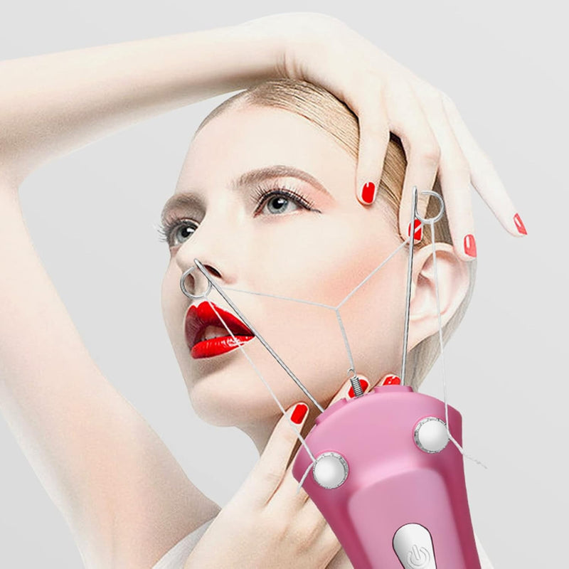 Rechargeable Electric Face Epilator – Cotton Thread Hair Remover with LED Light