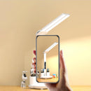 Rechargeable LED Desk Lamp – Foldable Double-Head Light with Digital Clock