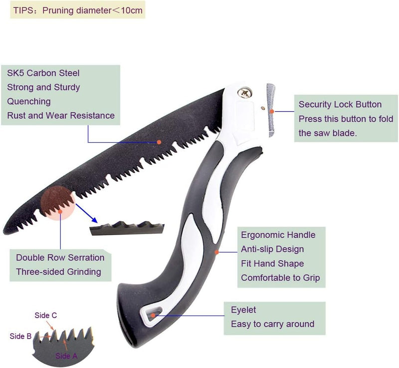 Folding Hand Saw – Portable Woodworking & Pruning Saw for Dry Wood Trees & Household Use