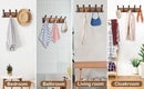 Wall-Mounted Wooden Coat Rack – Solid Pine Wood with 5 Triple Hooks