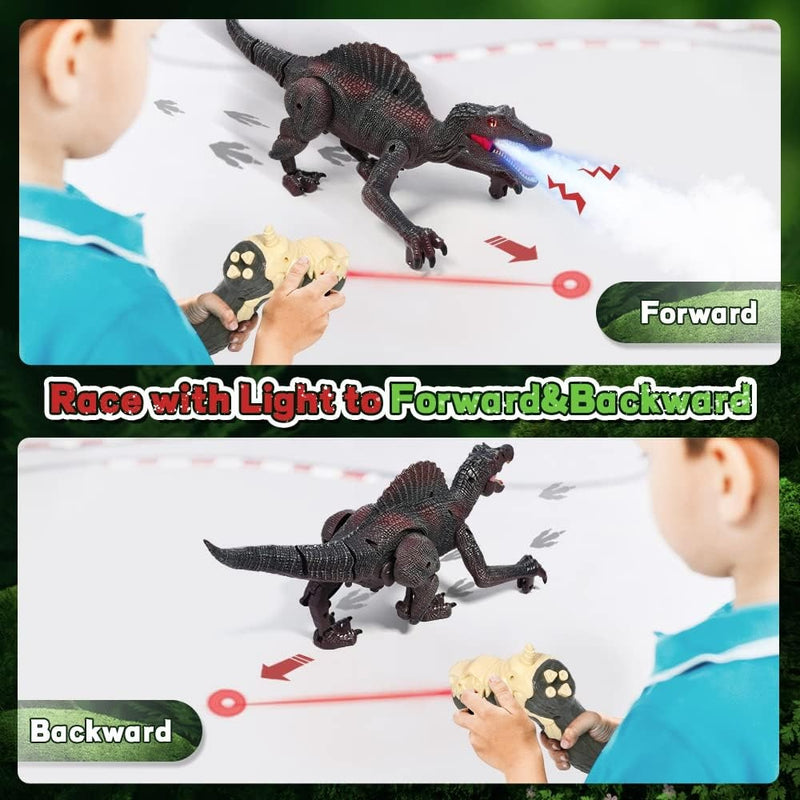 Remote Control Dinosaur Toy – Rechargeable Spinosaurus with Lights & Spray Mist