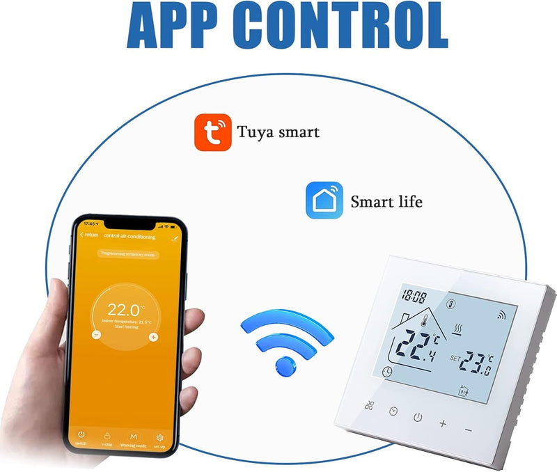 Smart WiFi Thermostat – 16A Touchscreen Controller for Floor Heating Works with App Control