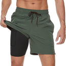 Swimming Shorts - 2-in-1 Breathable Quick Dry Shorts with Compression Lining