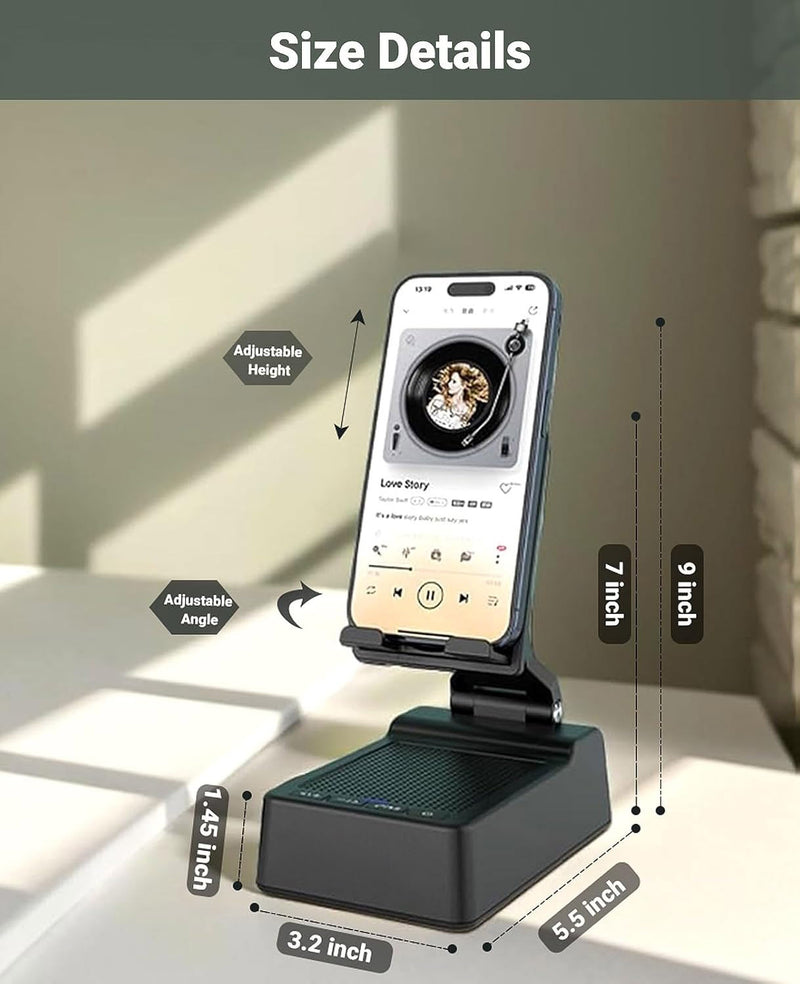 Phone Stand with Wireless HD Bluetooth Speaker and Anti-Slip Base