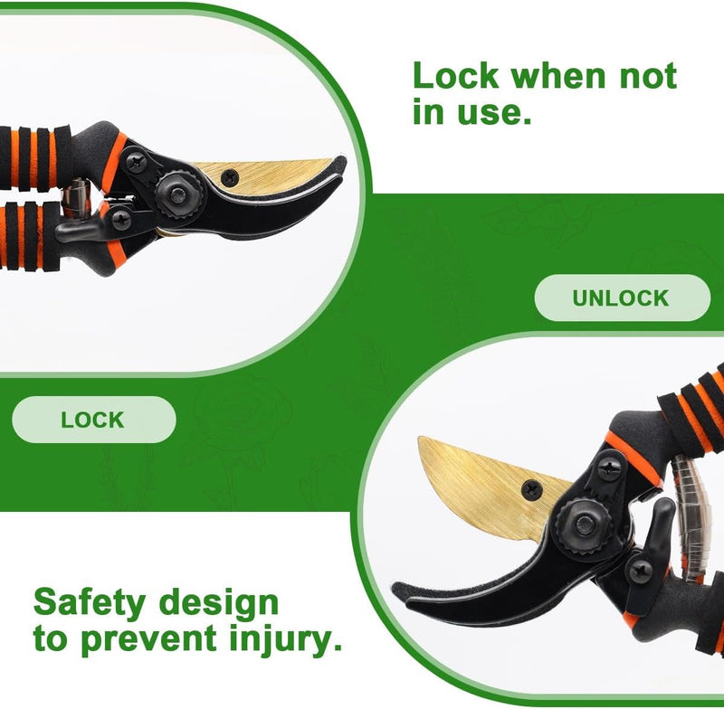 Professional Garden Secateurs – Bypass Pruning Shears for Branches Hedges & Flowers