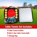 Table Tennis Racket Set – 4 Bats 8 Balls & Carry Bag Portable Ping Pong Kit for Home