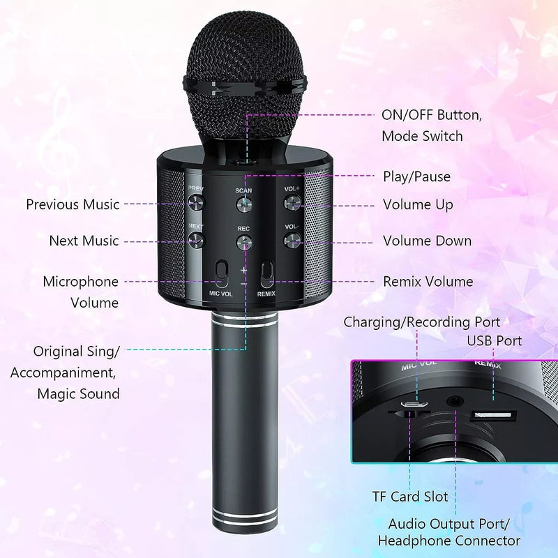 Wireless Bluetooth Karaoke Microphone – Handheld Mic & Speaker For All Ages