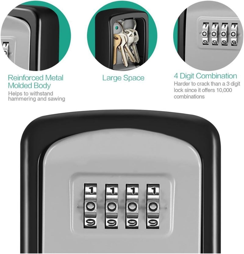 Outdoor Key Safe Box – Wall Mounted Lock Box with Code