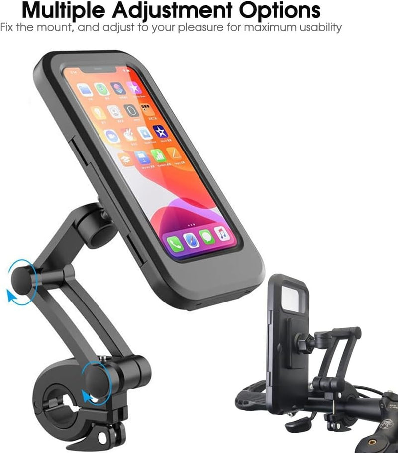 Waterproof Bike Phone Holder Case – 360° Rotating Handlebar Holder for 5"-7" Smartphones
