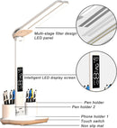 Rechargeable LED Desk Lamp – Foldable Double-Head Light with Digital Clock