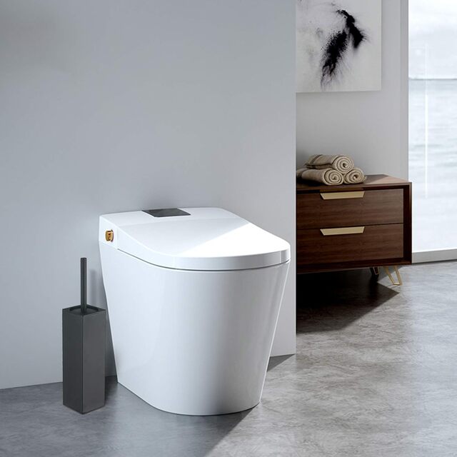 Square Standing Toilet Brush with Holder – Sleek 304 Stainless Steel Durable Finish