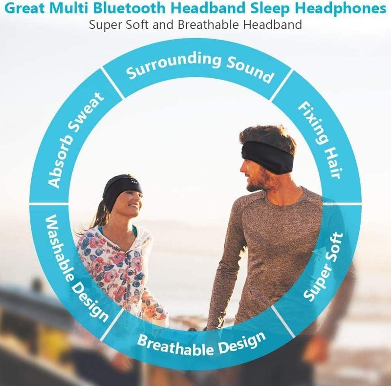Wireless Bluetooth Sleep Headband – Ultra-Soft Headset with Built-In HD Stereo Speakers